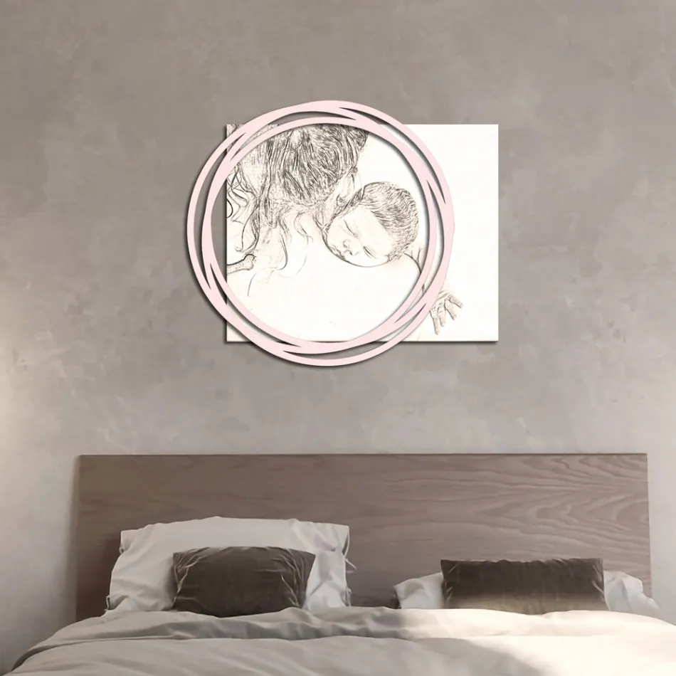 Drewniany obraz z nadrukiem kobiety z dzieckiem Made in Italy - Tajwan Viadurini