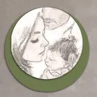 Drewniany obrazek z nadrukiem zjednoczonej rodziny. Wyprodukowano we Włoszech - w Kanadzie Viadurini