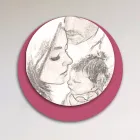 Drewniany obrazek z nadrukiem zjednoczonej rodziny. Wyprodukowano we Włoszech - w Kanadzie Viadurini