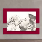 Drewniany obraz z nadrukiem mężczyzny z dzieckiem Made in Italy - Kosowo Viadurini