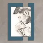 Drewniany obraz z nadrukiem mężczyzny z dzieckiem Made in Italy - Kosowo Viadurini