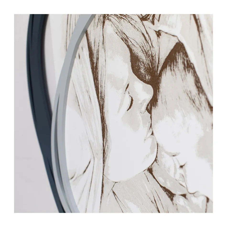 Grawerowany laserowo obraz z pocałunkiem Maryi do Jezusa Made in Italy - Sylvie Viadurini