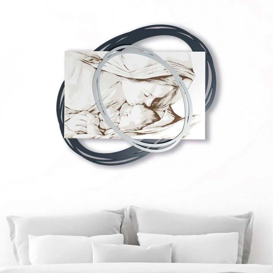 Grawerowany laserowo obraz z pocałunkiem Maryi do Jezusa Made in Italy - Sylvie Viadurini