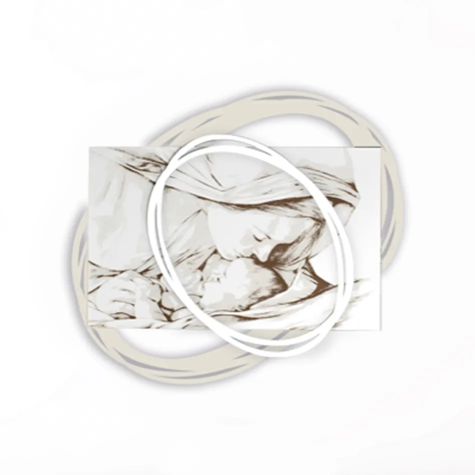 Grawerowany laserowo obraz z pocałunkiem Maryi do Jezusa Made in Italy - Sylvie Viadurini