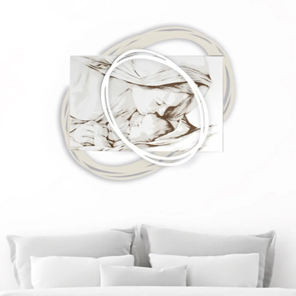 Grawerowany laserowo obraz z pocałunkiem Maryi do Jezusa Made in Italy - Sylvie Viadurini