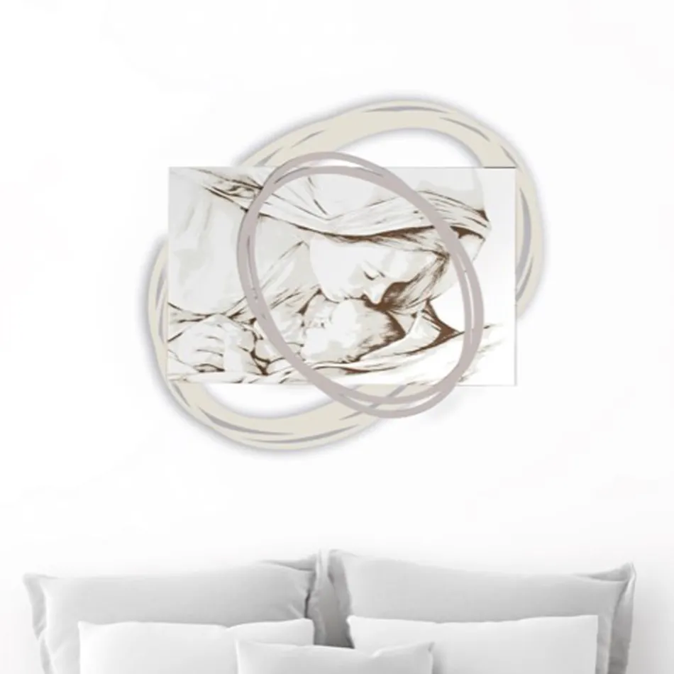 Grawerowany laserowo obraz z pocałunkiem Maryi do Jezusa Made in Italy - Sylvie Viadurini