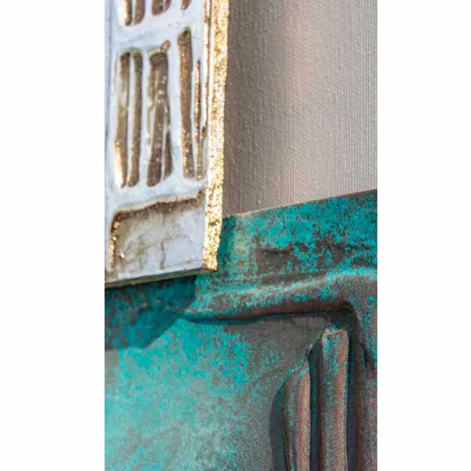 Nowoczesne malowanie taupe płótnie i ośmiu elementów tekturowych Andrew Viadurini