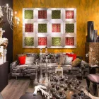 Nowoczesny obraz ścienny z metalu i sztucznych kwiatów Made in Italy - Trimo Viadurini