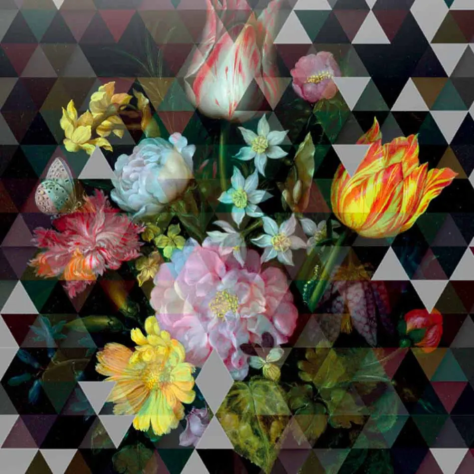 Nowoczesny szklany obraz ścienny z kwiatowym nadrukiem Made in Italy - Ganza Viadurini