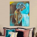 Nowoczesny obraz kobiety dekorwany ręcznie z dodatkami z żywicy, Sweet