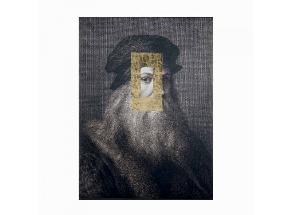 Nowoczesny obraz na płótnie wydrukowany ze złotą dekoracją w liście Made in Italy - Vinci Viadurini