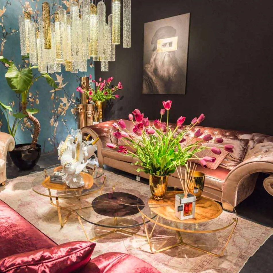 Obraz ścienny z nadrukiem na płótnie ze złotymi detalami Made in Italy - Vinci Viadurini