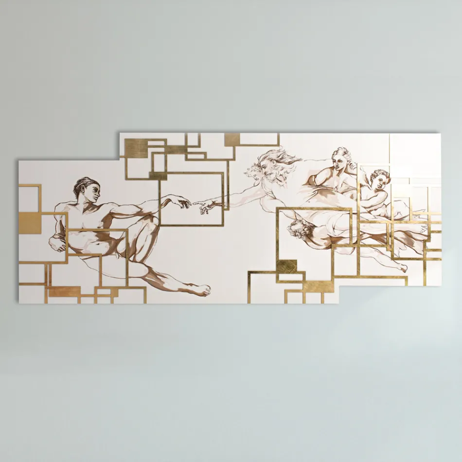 Obraz wykonany laserem, który przedstawia kreację Made in Italy - Pirucchio Viadurini