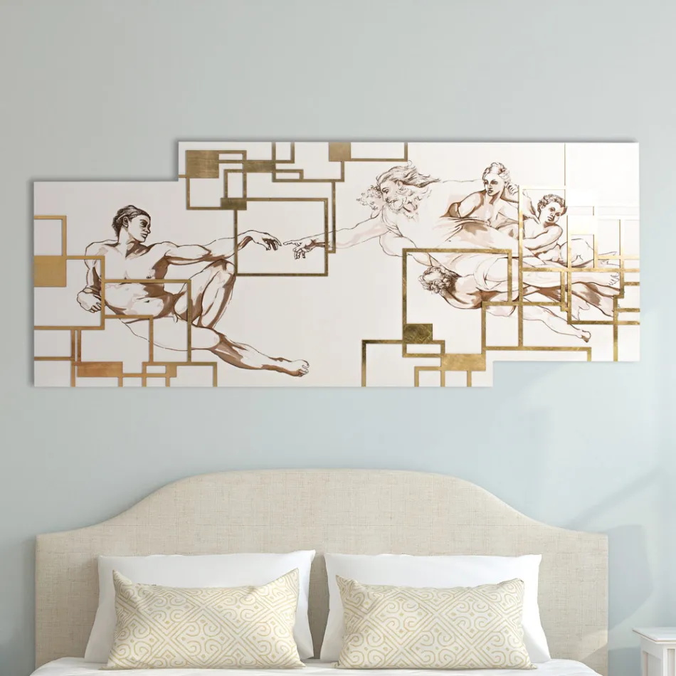 Obraz wykonany laserem, który przedstawia kreację Made in Italy - Pirucchio Viadurini