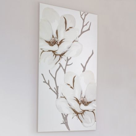 Laserowo wykonany obraz z kwiatem magnolii Made in Italy - Misaki Viadurini