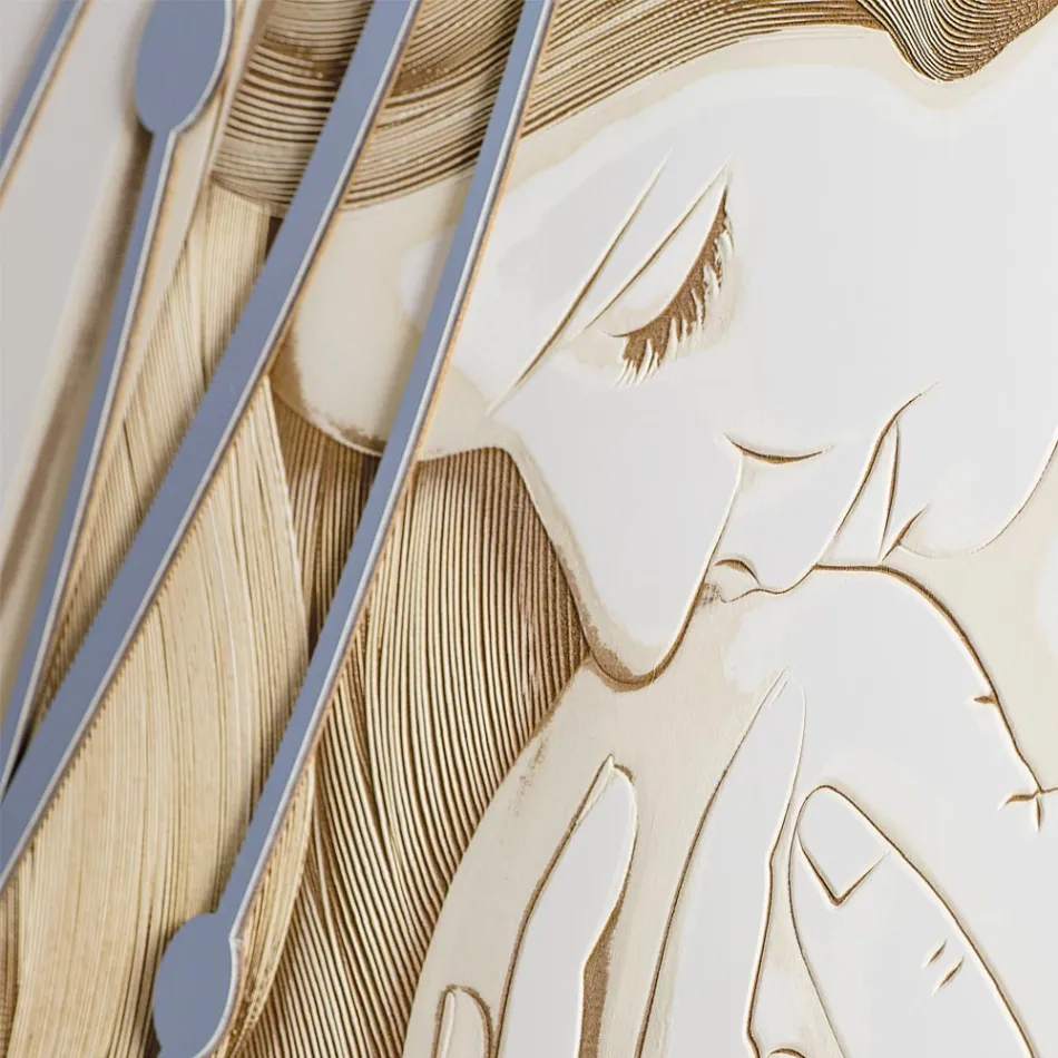 Prostokątny obraz wykonany laserem z boginią i dzieckiem Made in Italy - Nagi Viadurini