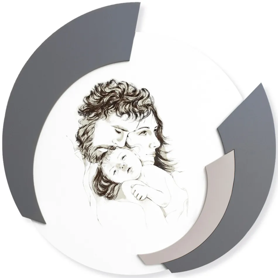 Okrągły obraz Made in Laser rodziny Made in Italy - Margherita Viadurini