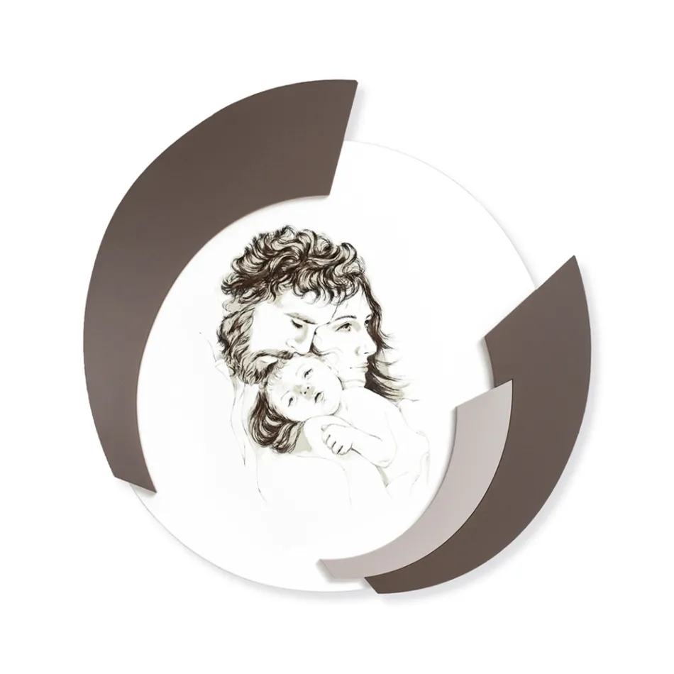 Okrągły obraz Made in Laser rodziny Made in Italy - Margherita Viadurini