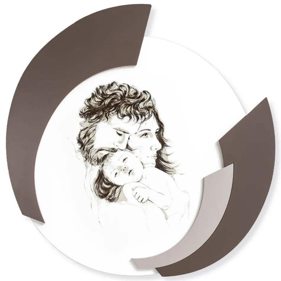 Okrągły obraz Made in Laser rodziny Made in Italy - Margherita Viadurini