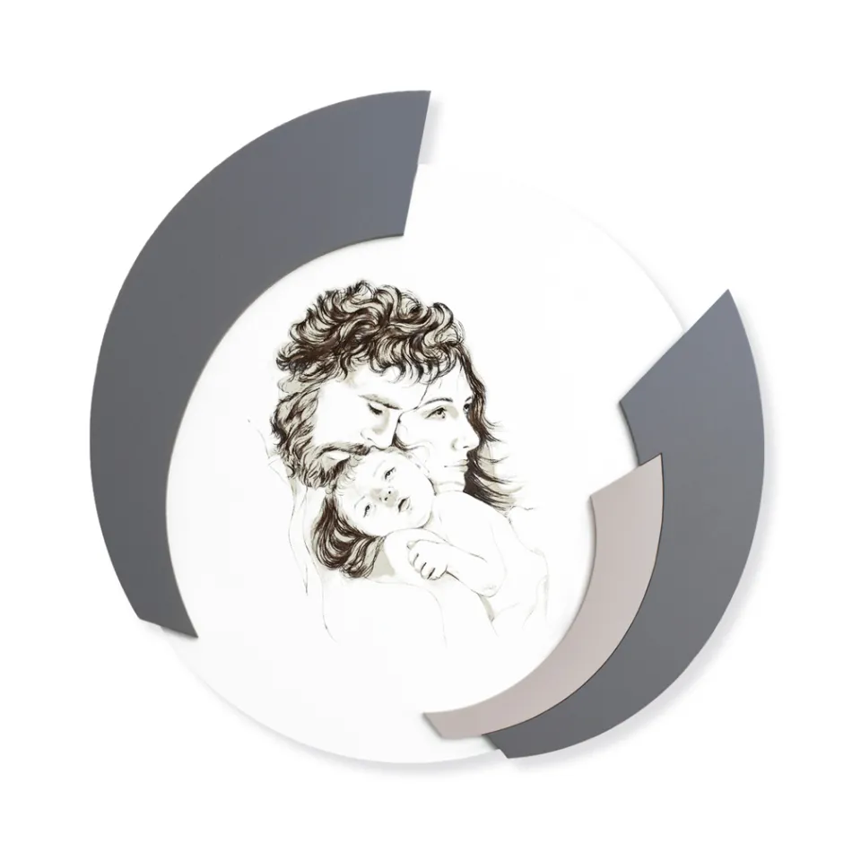 Okrągły obraz Made in Laser rodziny Made in Italy - Margherita Viadurini