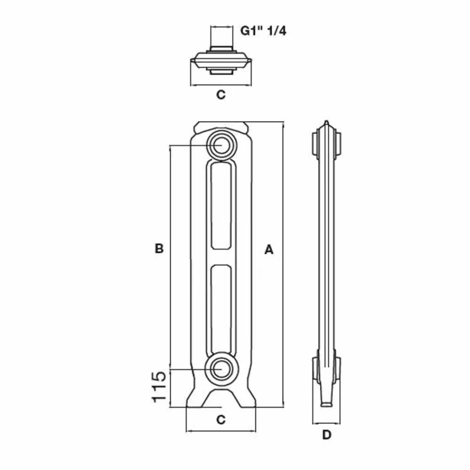 Grzejnik dekoracyjny 7 elementów dekorowanych z żeliwa od podstaw do 1062 W - barok Viadurini