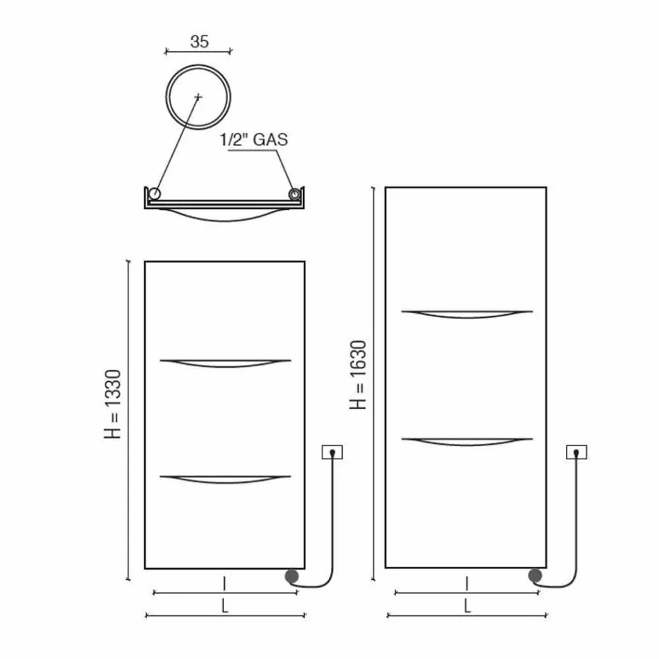Pionowy grzejnik elektryczny w nowoczesnym wykonaniu stalowym do 1000 W - cięty Viadurini