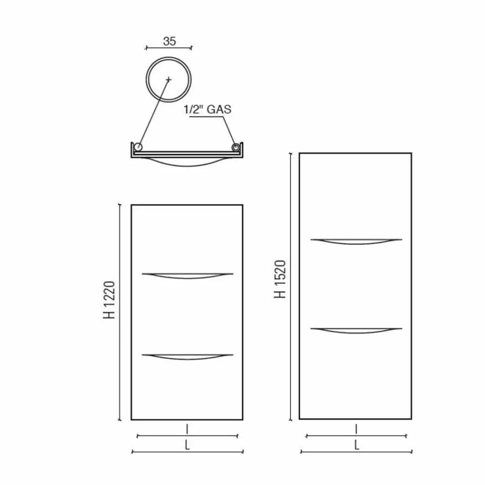 Nowoczesny pionowy grzejnik hydrauliczny o mocy do 850 W - cięty Viadurini