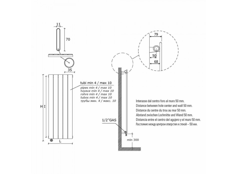 Grzejnik elektryczny design ścienny pionowy 1000 W - Picchio Viadurini