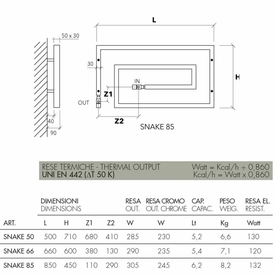 Chromowany chromowany grzejnik Snake Scirocco H, design Viadurini