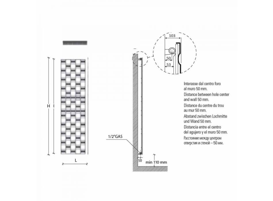 Nowoczesna konstrukcja pionowego hydraulicznego grzejnika ściennego do 898 W - powietrze Viadurini