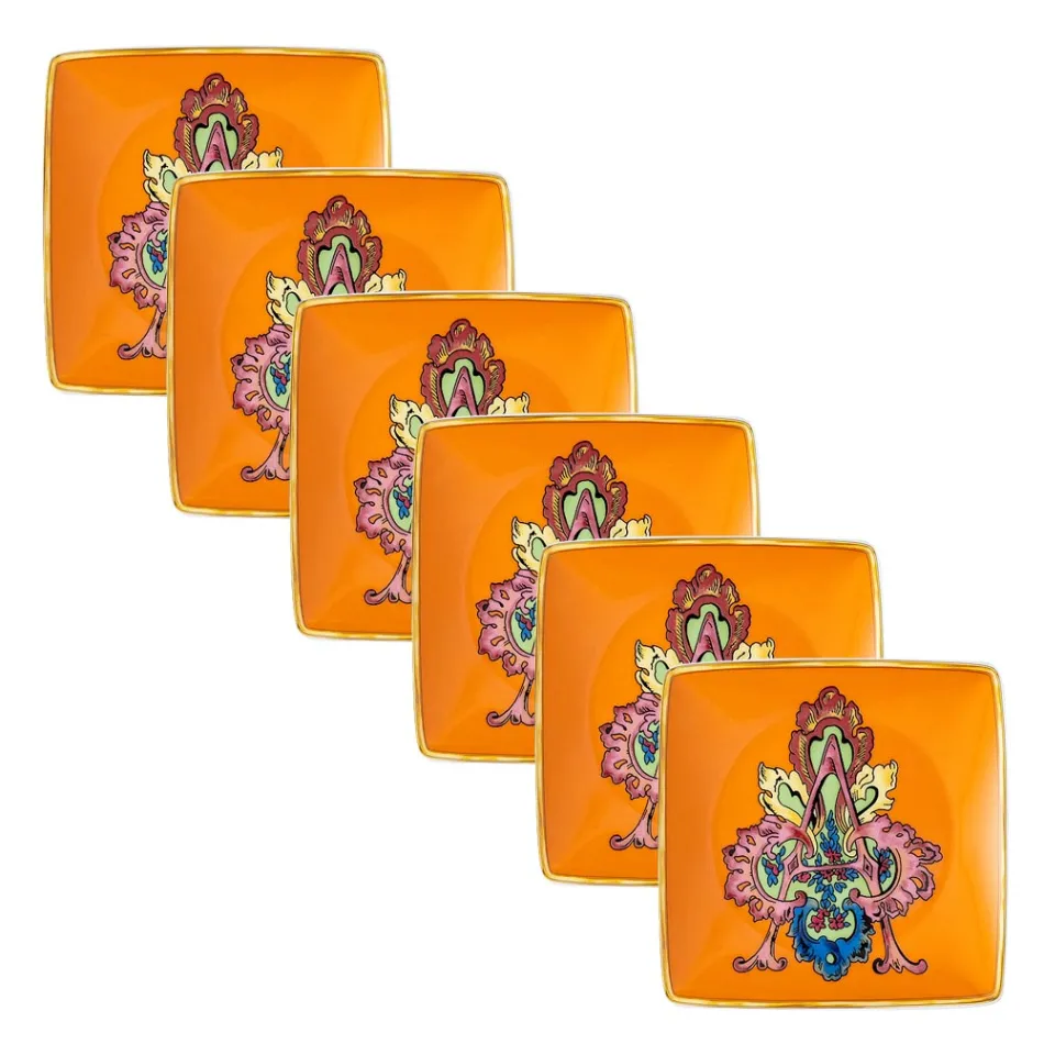 Rosenthal Versace Alphabet 6 płaskich kwadratowych porcelanowych misek - Alphabet Viadurini