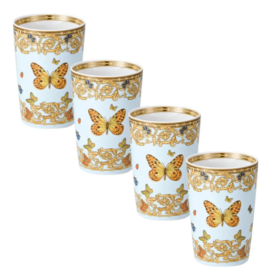 Rosenthal Versace Le Jardin 4 szklanki bez uchwytów z naturalnymi elementami - Medusa Viadurini