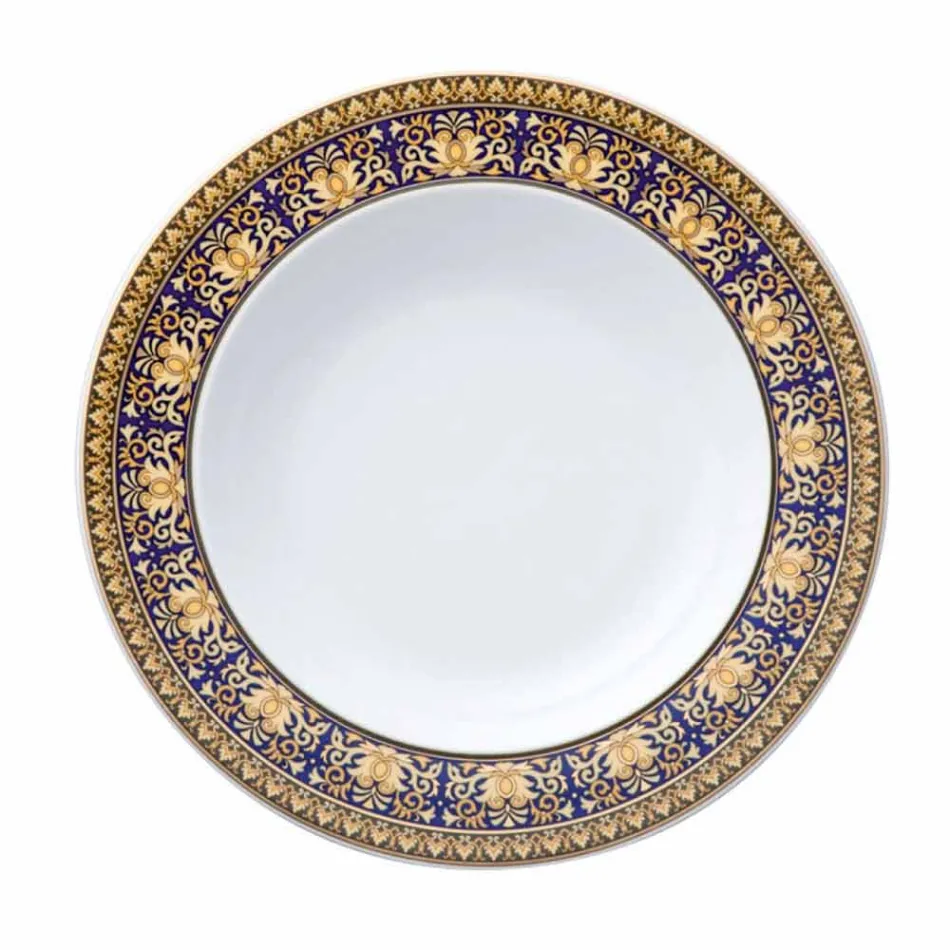 Rosenthal Versace Medusa Blue Plate z nowoczesną podstawą porcelanową Viadurini