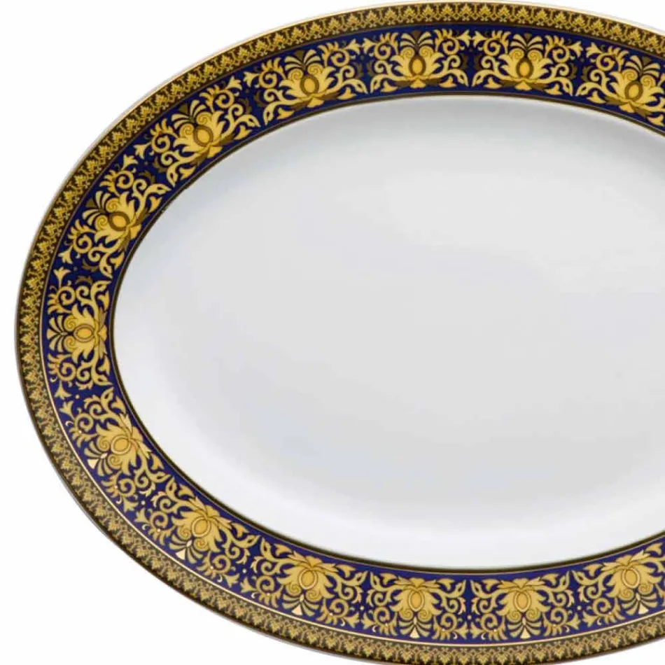Rosenthal Versace Medusa Blue Oval 40cm danie z porcelany Viadurini