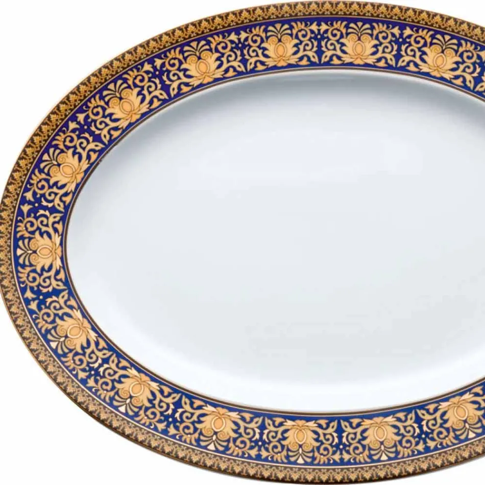 Rosenthal Versace Medusa Blue Owalna porcelanowa płytka wzornicza Viadurini