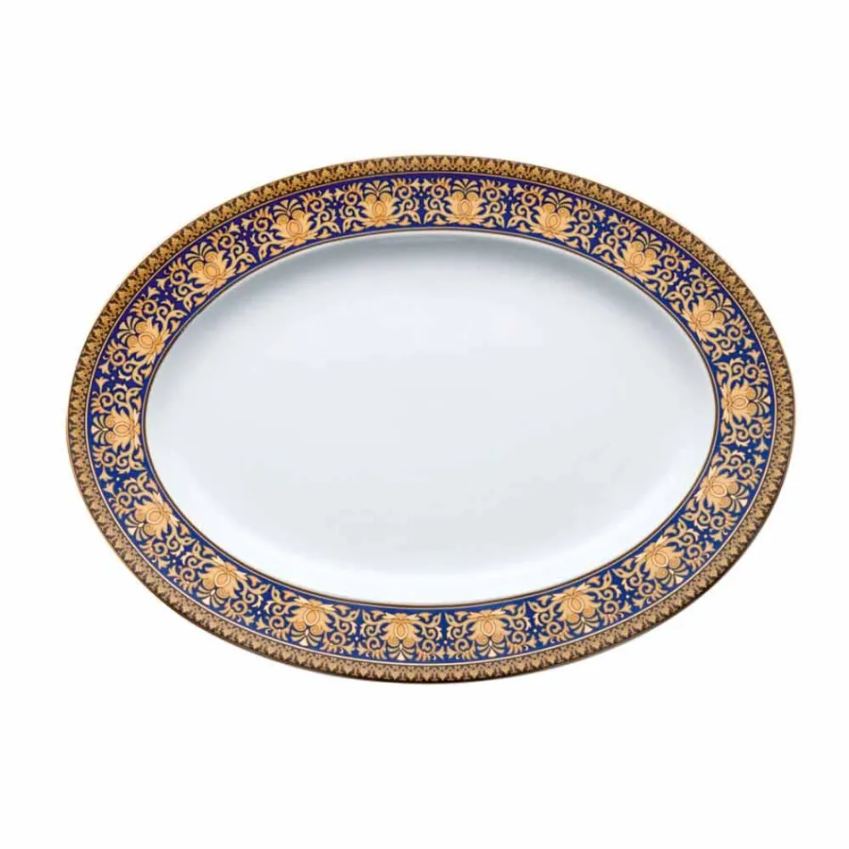 Rosenthal Versace Medusa Blue Owalna porcelanowa płytka wzornicza Viadurini