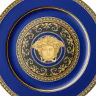 Rosenthal Versace Medusa Niebieska płytka zastępcza z porcelany Viadurini