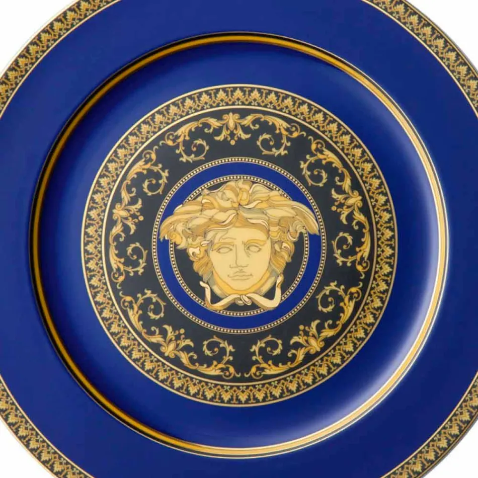 Rosenthal Versace Medusa Niebieska płytka zastępcza z porcelany Viadurini