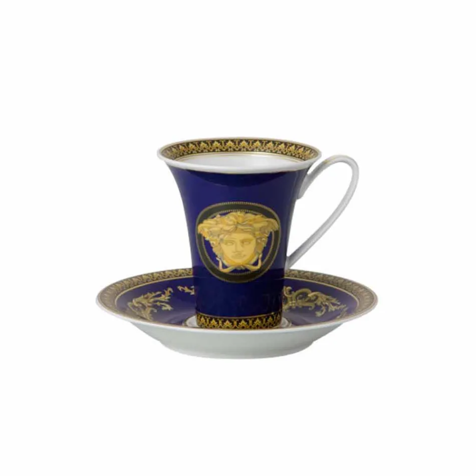 Rosenthal Versace Medusa Blue Wysoka filiżanka porcelany Viadurini