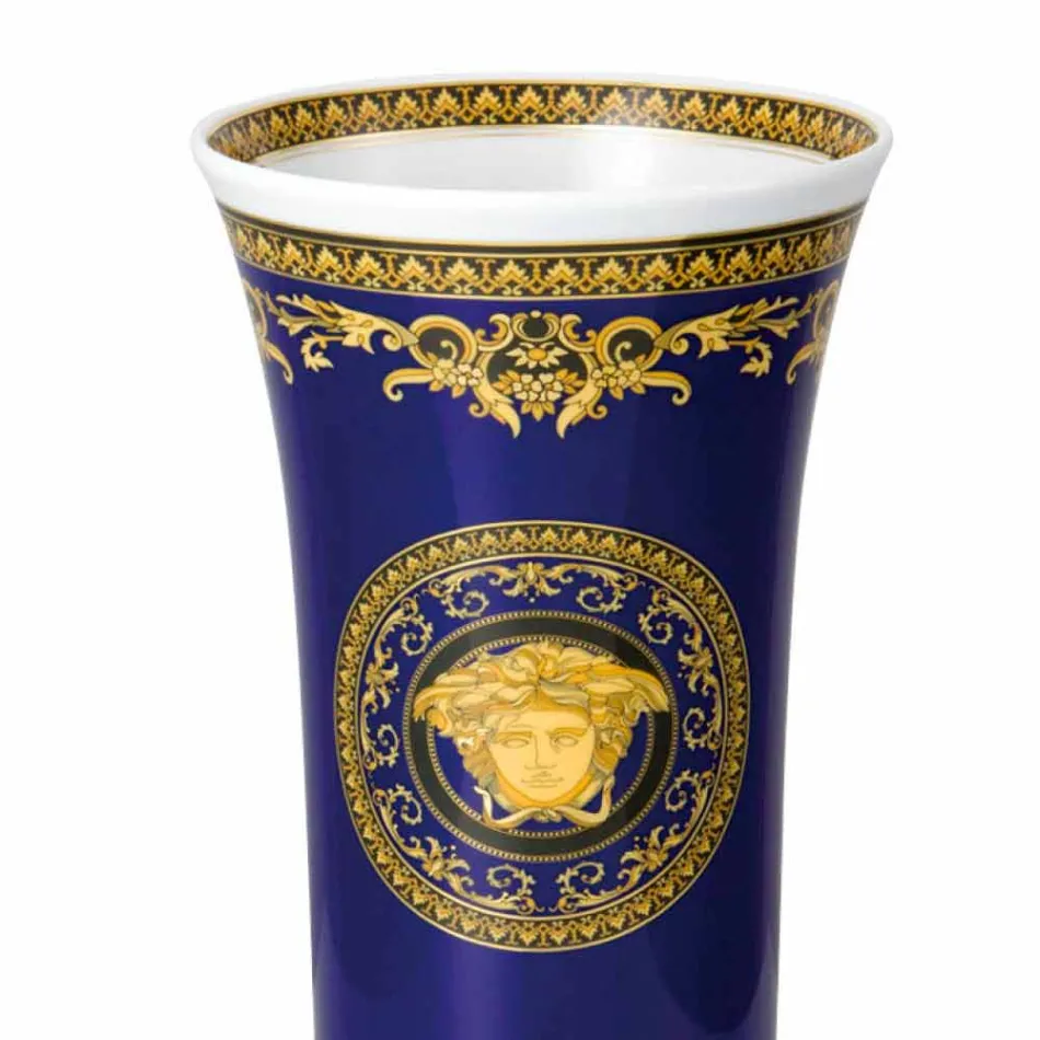 Rosenthal Versace Medusa Blue Nowoczesny wazon porcelanowy 26cm Viadurini