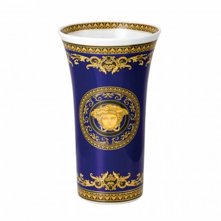 Rosenthal Versace Medusa Blue Nowoczesny wazon porcelanowy 26cm Viadurini