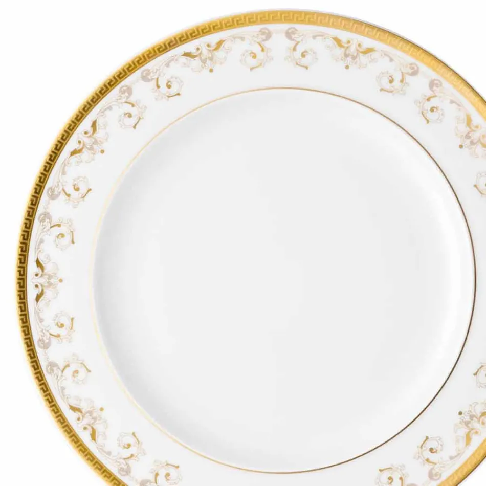 Rosenthal Versace Medusa Gala Gold Płaska płyta o grubości 27cm z porcelaną Viadurini
