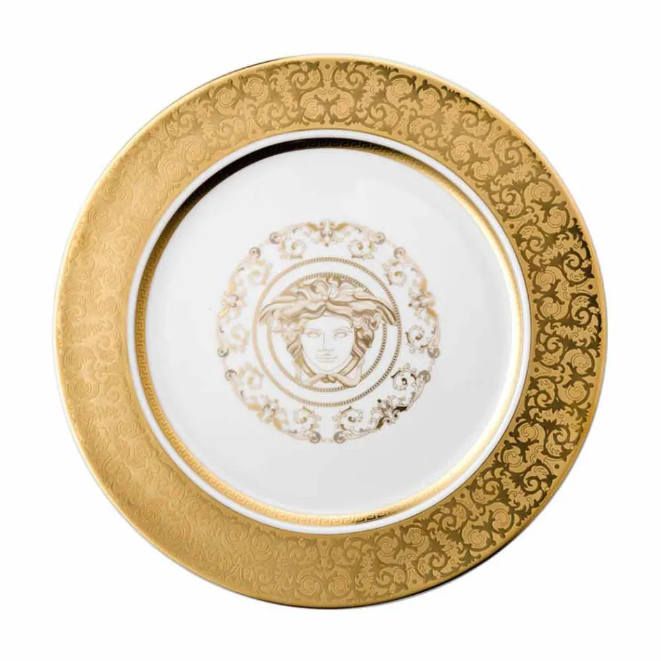Rosenthal Versace Medusa Gala Złoty uchwyt na talerze 30cm porcelany Viadurini