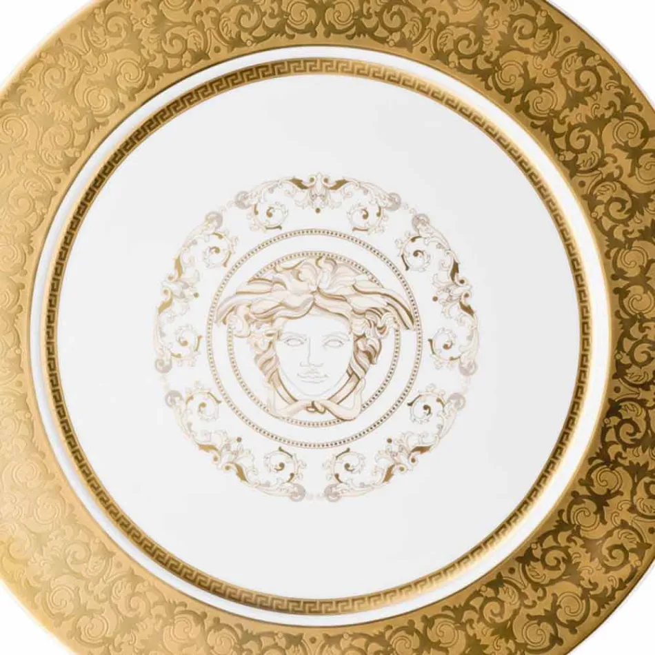 Rosenthal Versace Medusa Gala Złoty uchwyt na talerze 33cm porcelany Viadurini