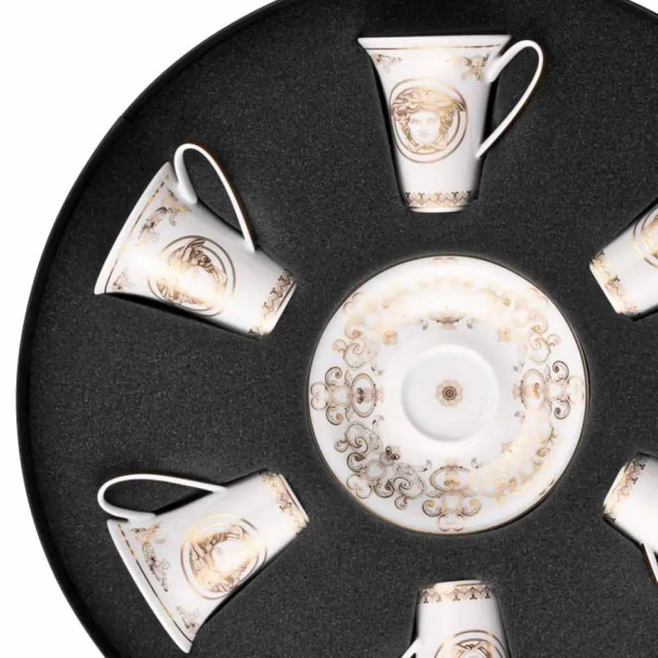 Rosenthal Versace Medusa Gala zestaw kubków do espresso 6 sztuk w porcelanie Viadurini