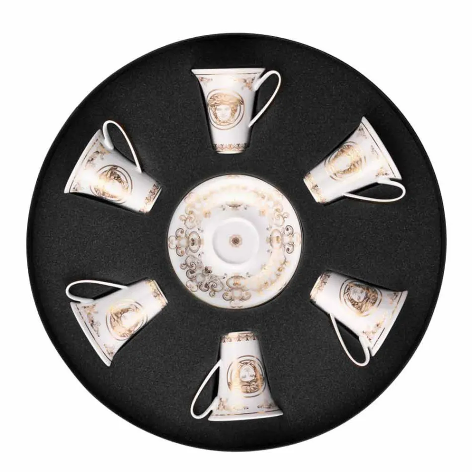 Rosenthal Versace Medusa Gala zestaw kubków do espresso 6 sztuk w porcelanie Viadurini