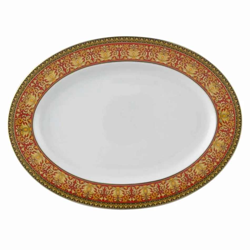 Rosenthal Versace Red Medusa 40cm owalne naczynie z porcelany Viadurini