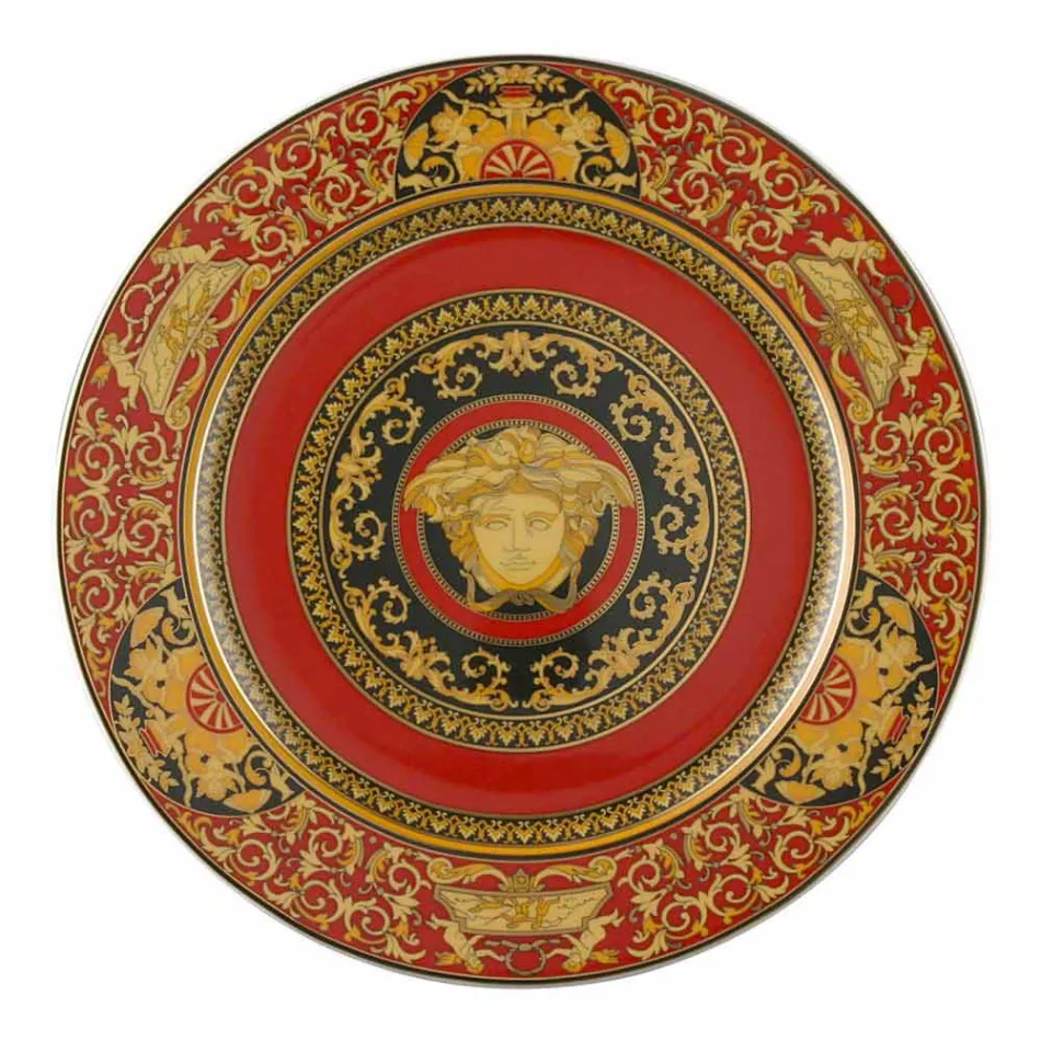 Rosenthal Versace Red Medusa Uchwyt na talerze 30cm z porcelany Viadurini