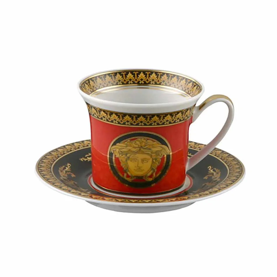 Rosenthal Versace Red Medusa Filiżanka do espresso w stylu porcelanowym Viadurini