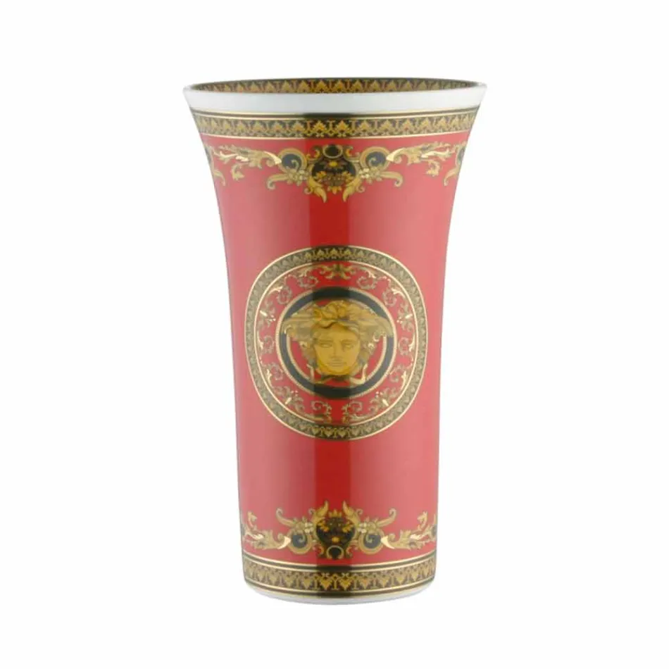 Rosenthal Versace Medusa Rosso Wazon o nowoczesnym wzornictwie porcelanowym 26cm Viadurini